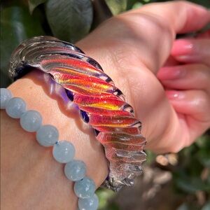 Hand Blown Swirl Ribbed Glass Cuff